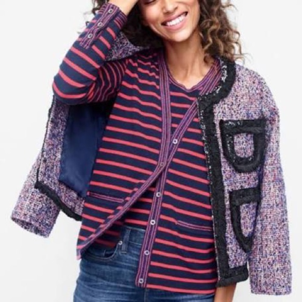 J. Crew Purple and Black Tweed Blazer